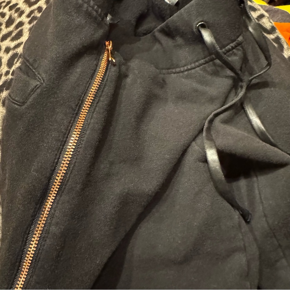 Lime & Vine Black sweat pants copper zipper elastic tie waist street wear Medium - Picture 10 of 10
